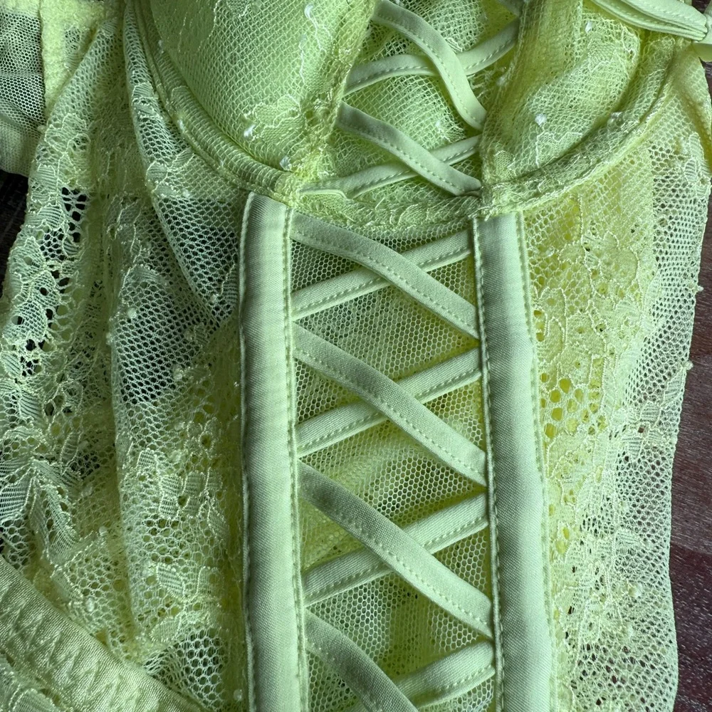 Victoria's Secret Neon Green Lace Bodysuit